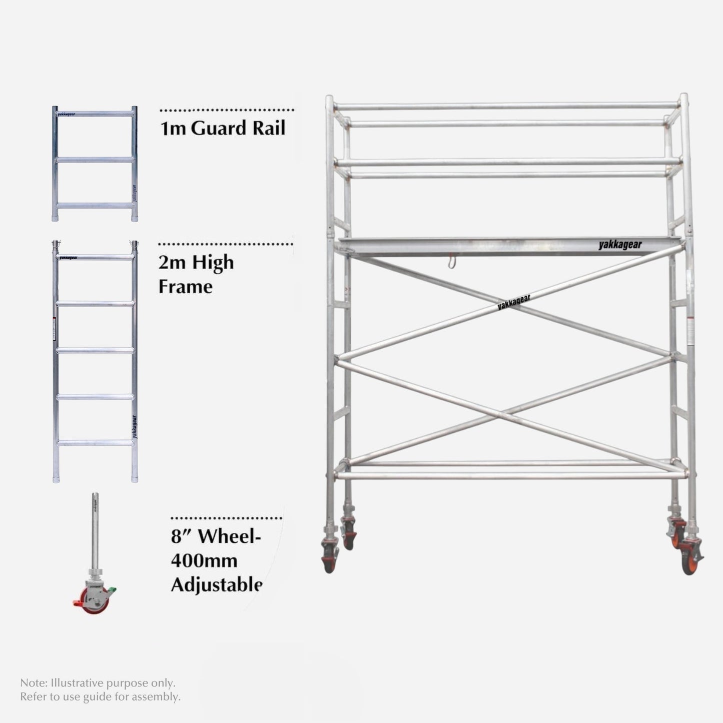 4.6m Reach Slim Aluminium Mobile Scaffolding (2.5m L x 0.7m W)