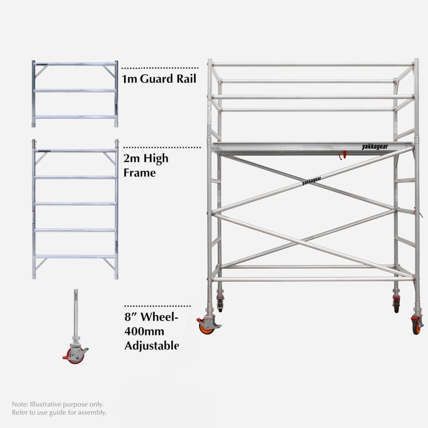 4.6m Reach Wide Aluminium Mobile Scaffolding (2.5m L x 1.3m W)