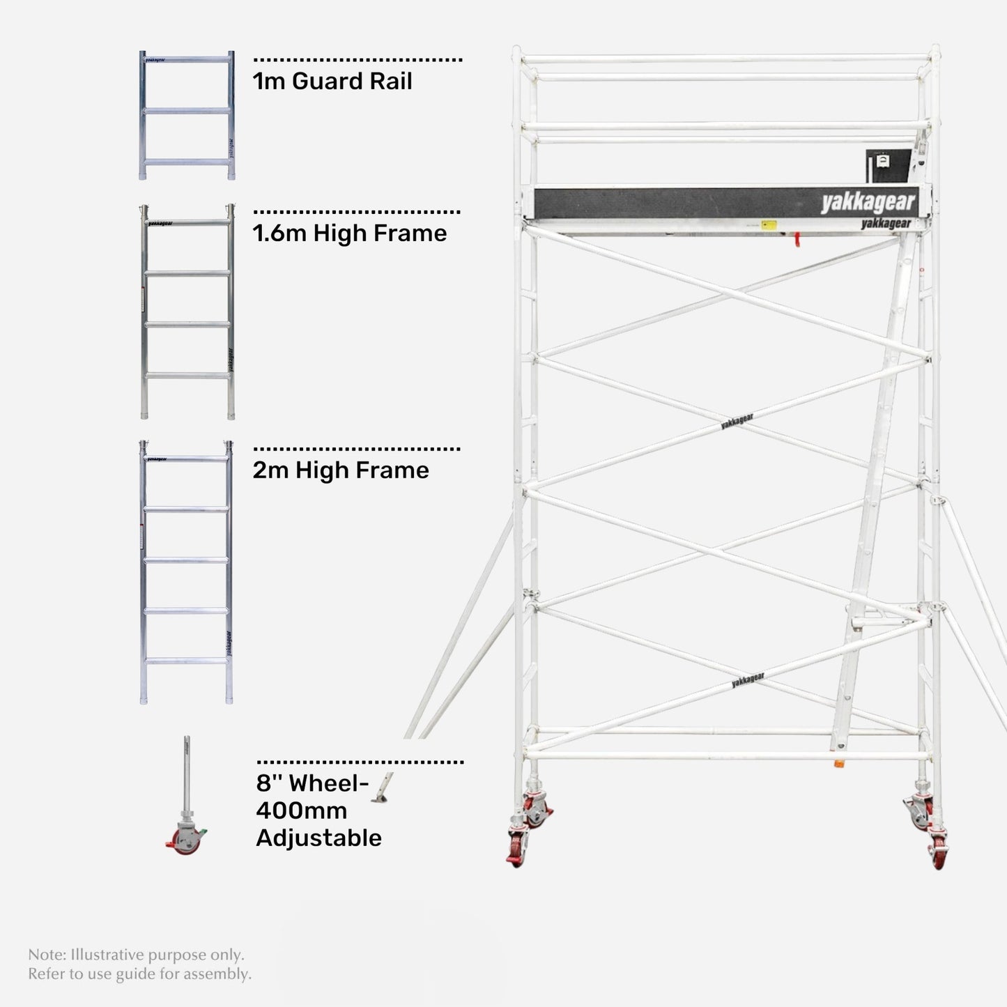 6.2m Reach Slim Aluminium Mobile Scaffolding (2.5m L x 0.7m W)
