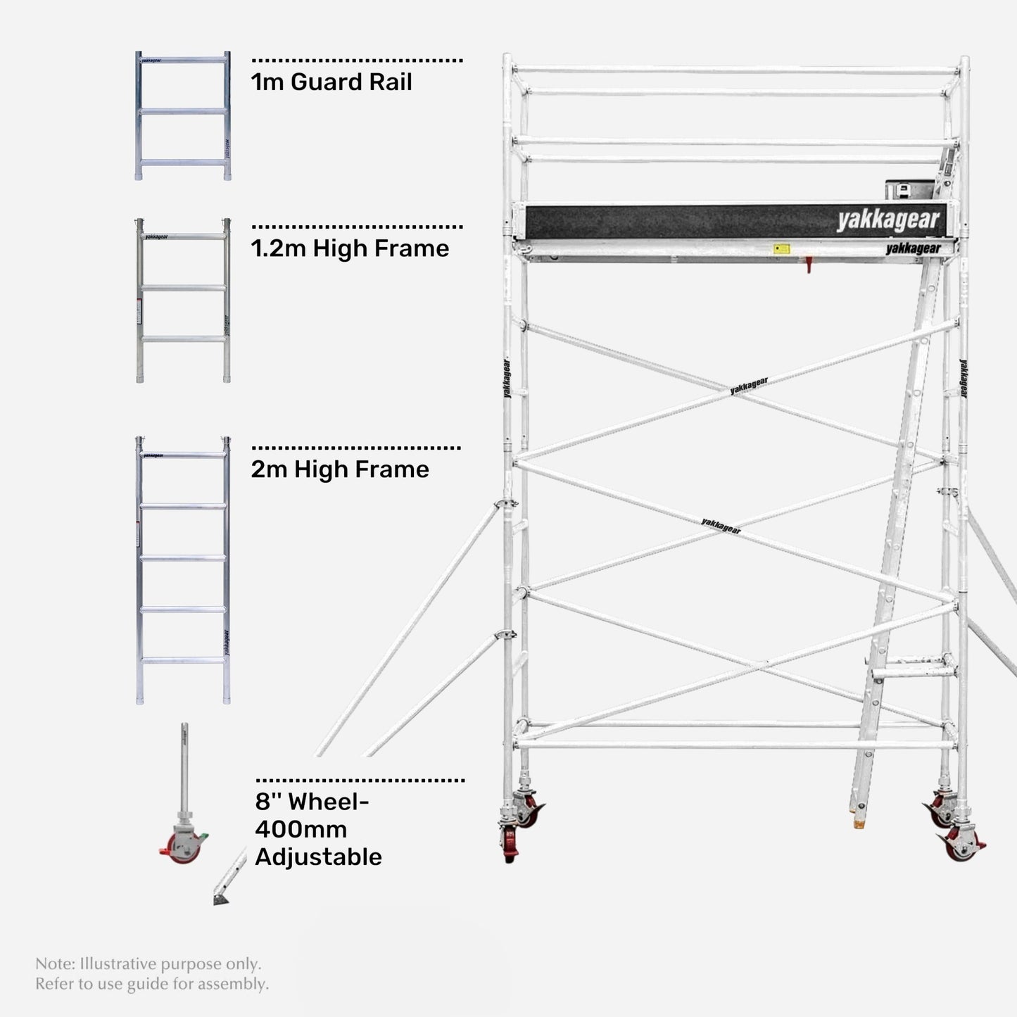 5.8m Reach Slim Aluminium Mobile Scaffolding (2.5m L x 0.7m W)