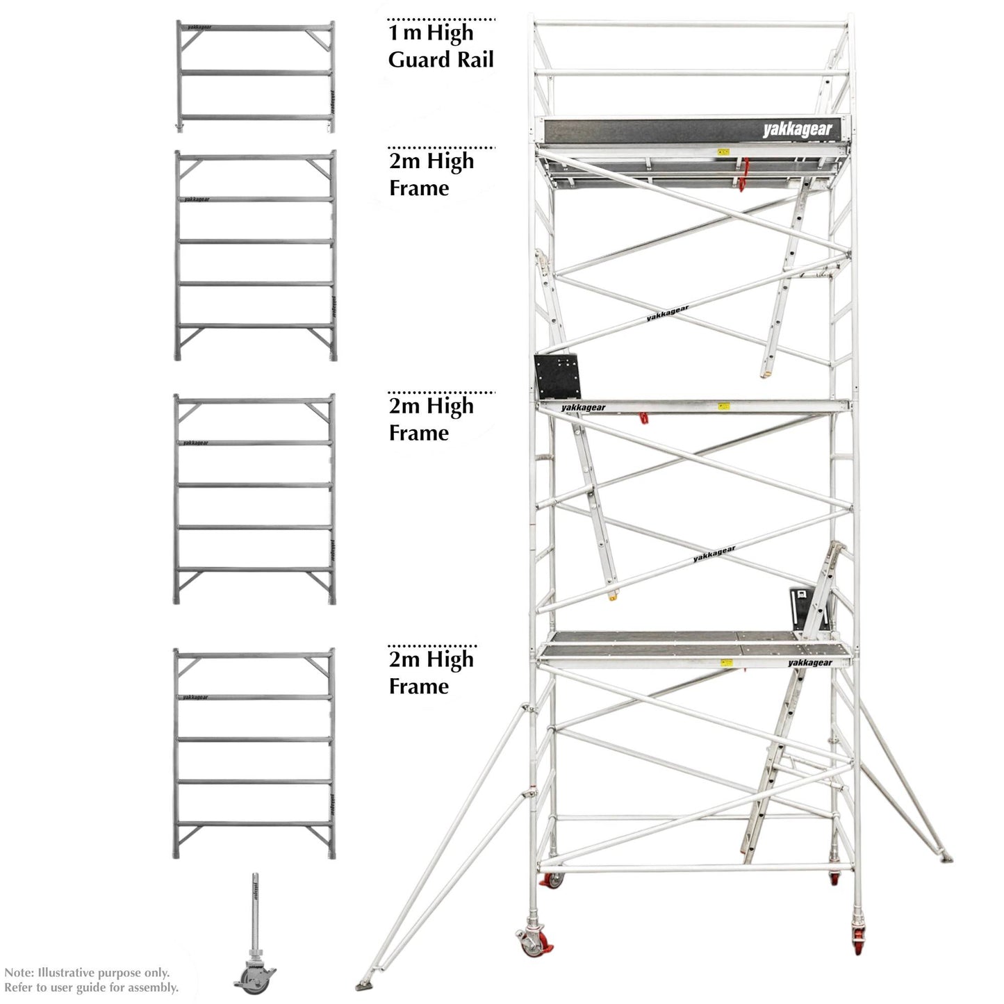 4.6m Reach Wide Aluminium Mobile Scaffolding (2.5m L x 1.3m W)