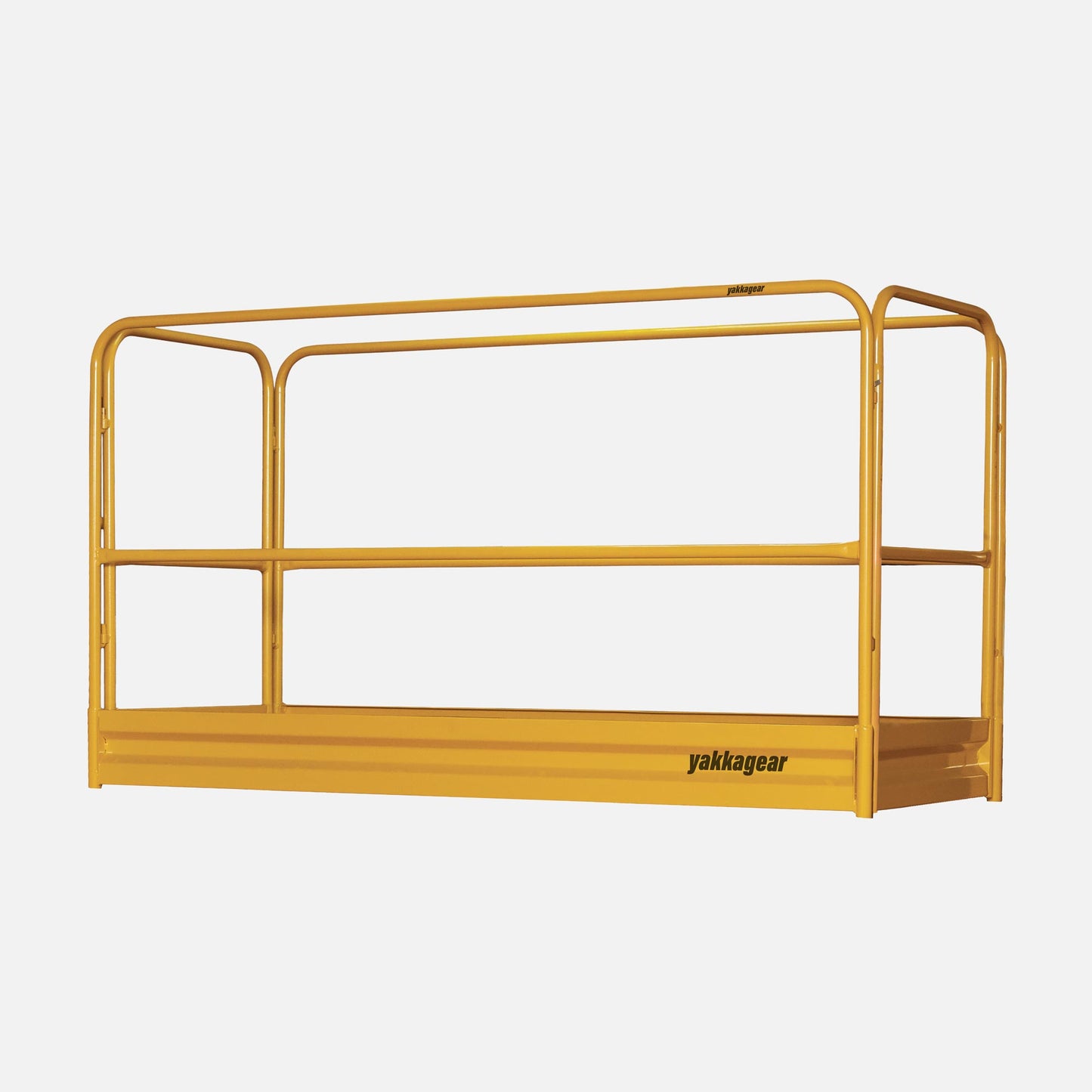 Rapid Scaffold Guard Rails by Yakka Gear Australia, heavy-duty powder-coated steel safety rails with secure locking pins, designed to enclose the platform and provide fall protection when working at height.