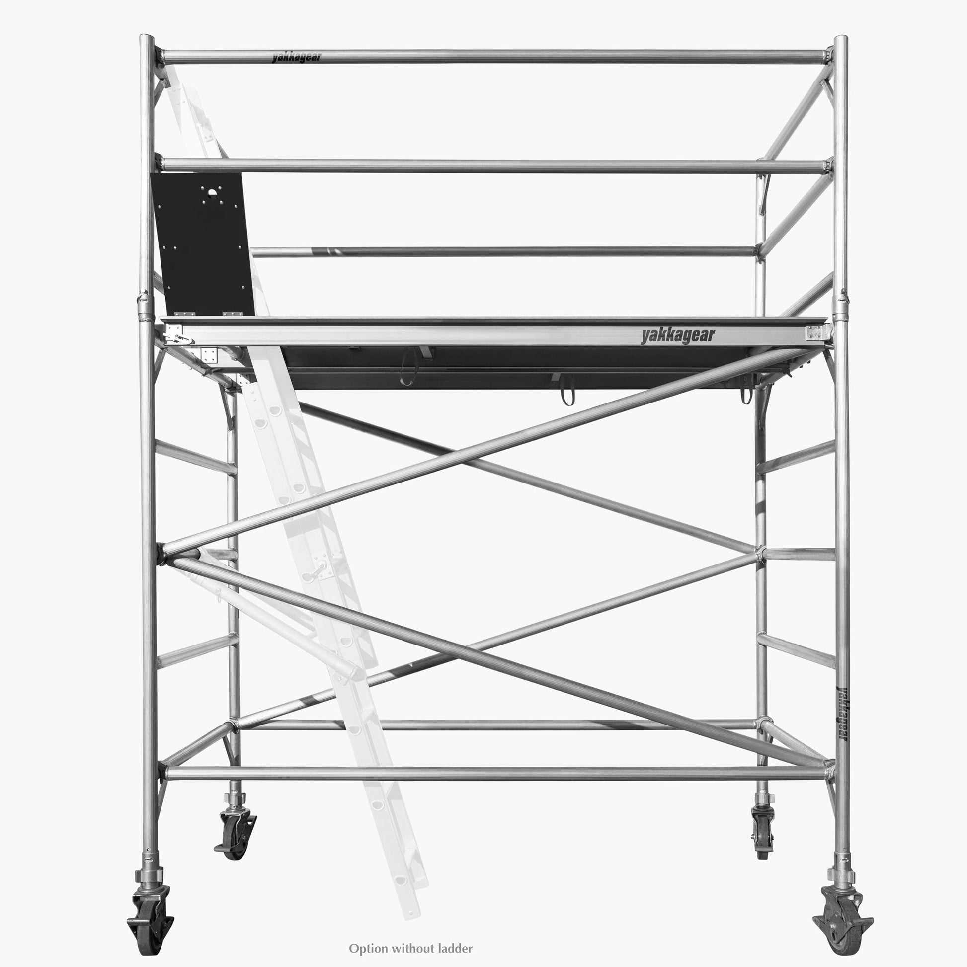 4.6m Reach (2.6m Platform) Aluminium Mobile Scaffolding | Yakka Gear - from the front, without ladder.