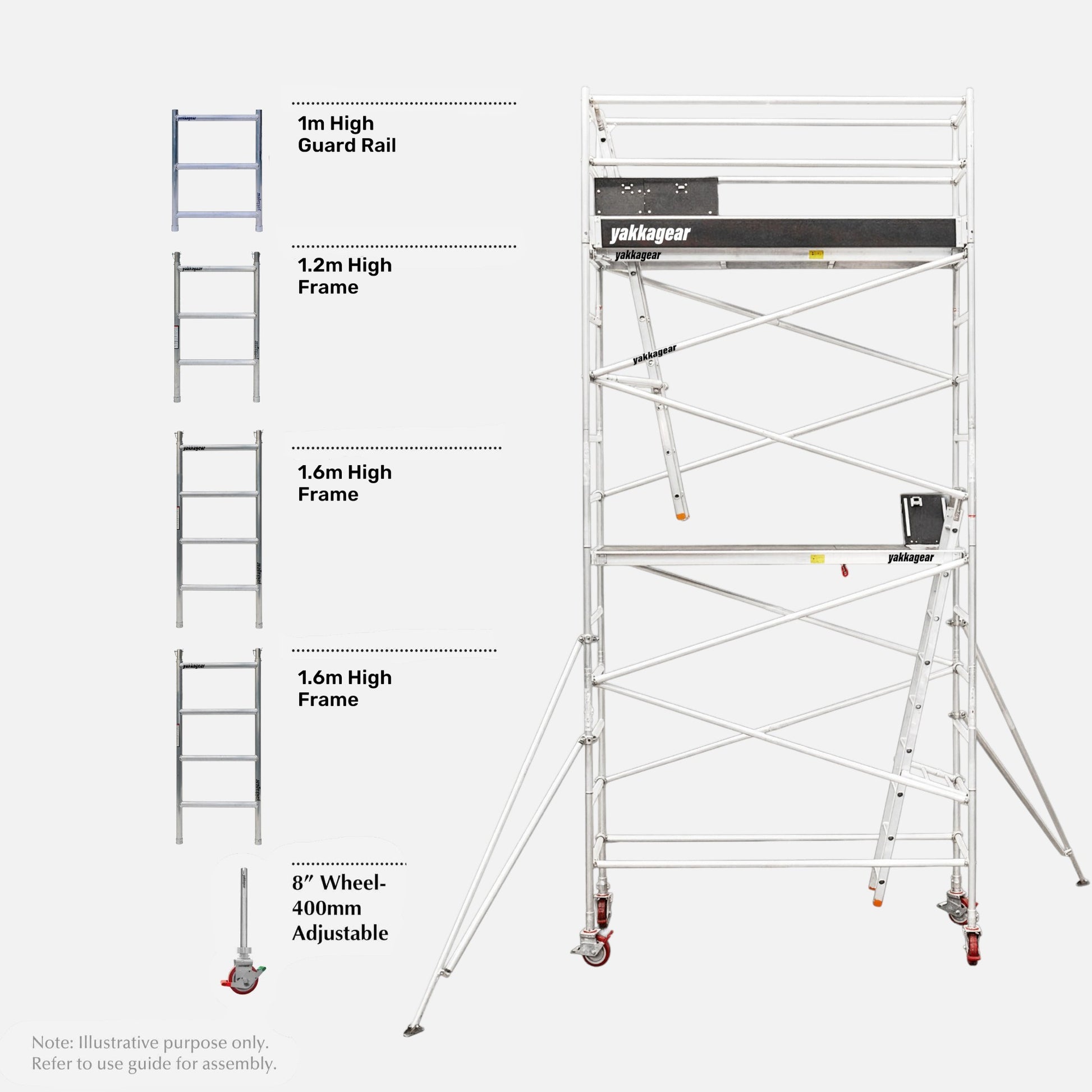 Yakka Gear Australia 7m reach slim aluminium scaffold tower ready to go, designed for compact access, elevated work and safer jobsite use with a narrow scaffold setup.