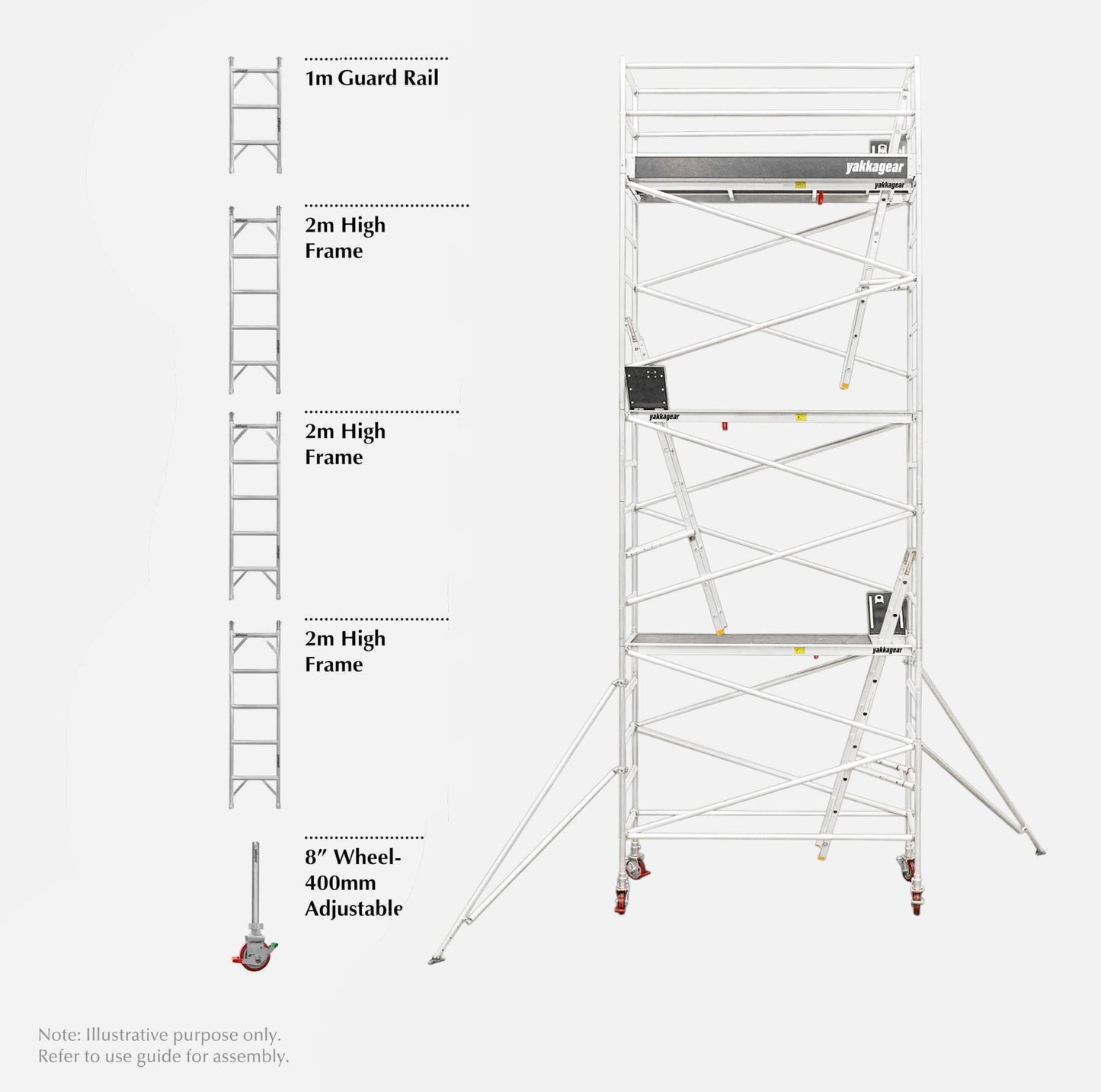 4.6m Reach Slim Aluminium Mobile Scaffolding (2.5m L x 0.7m W)