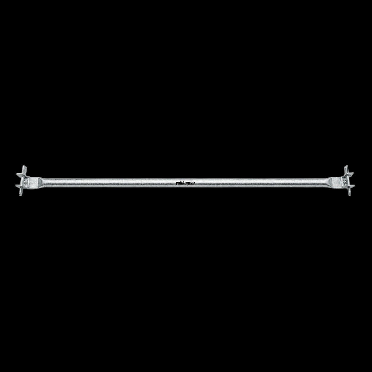 Yakka Gear galvanised steel brace for Kwikstage Scaffolding, featuring secure connection fittings at each end and Yakka Gear branding, designed to provide structural support and stability within modular scaffolding systems for construction and building applications across Australia.