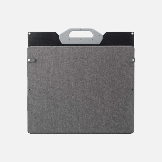 Yakka Gear Australia foldable portable solar panel folded into carry case—compact folding solar charger with built-in handle for easy transport and off-grid recharging of DJI Power 1000/2000 portable power stations