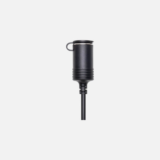 Close-up of 12V car plug for DJI Power SDC to Car Charger Plug Cable — detailed white background image showing vehicle port connector for in-car charging; durable accessory for tradies and mobile setups, available from Yakka Gear.