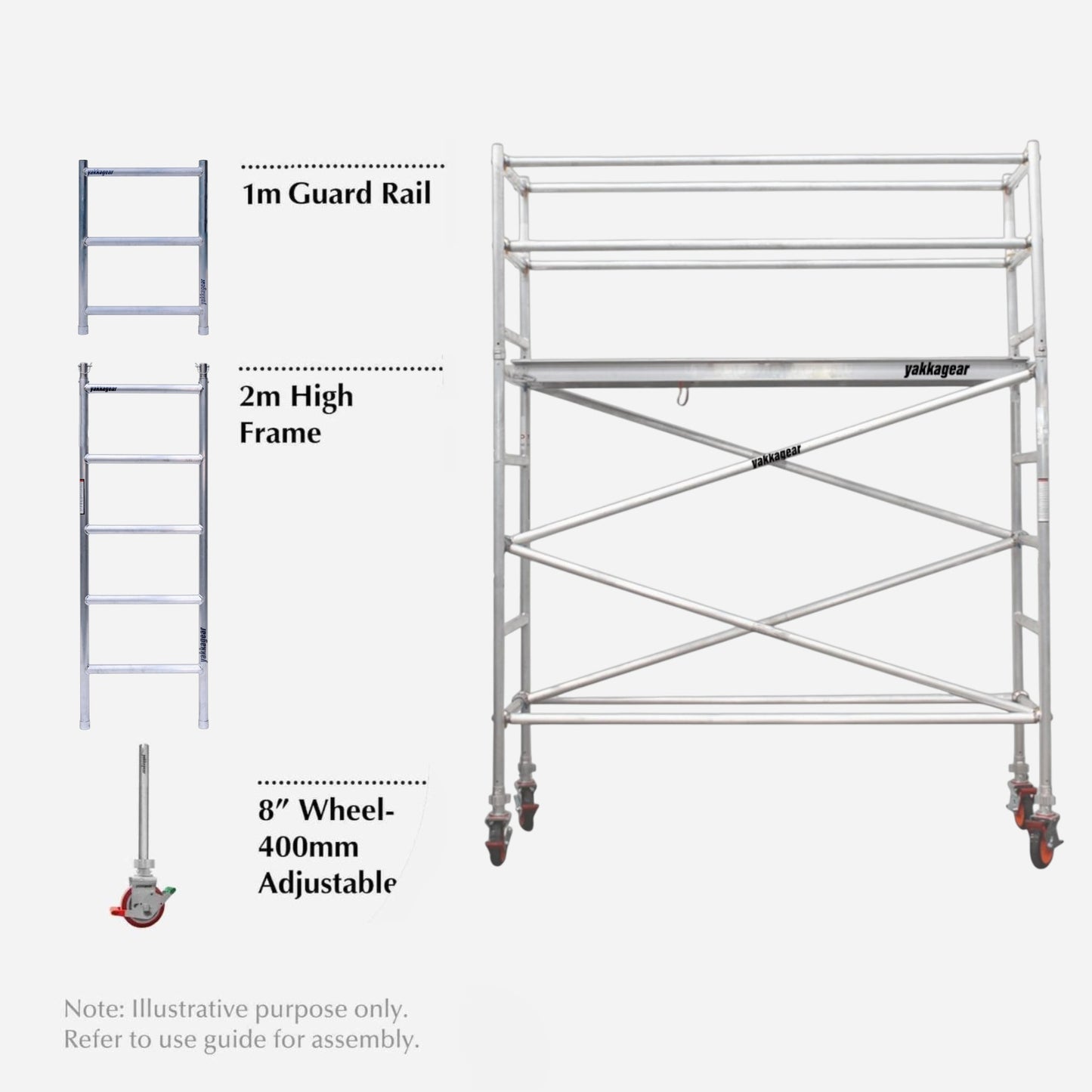 4.6m Reach Slim Aluminium Mobile Scaffolding (2.5m L x 0.7m W)