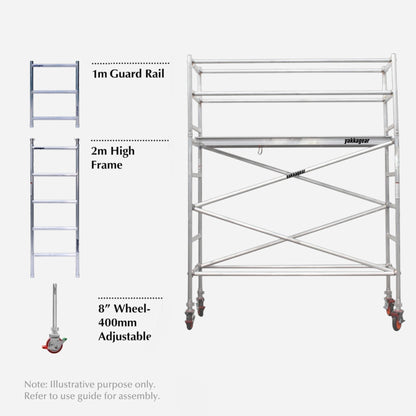 4.6m Reach Slim Aluminium Mobile Scaffolding (2.5m L x 0.7m W)