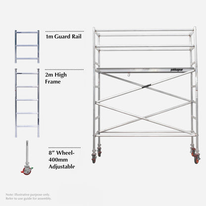 4.6m Reach Slim Aluminium Mobile Scaffolding (2.5m L x 0.7m W)