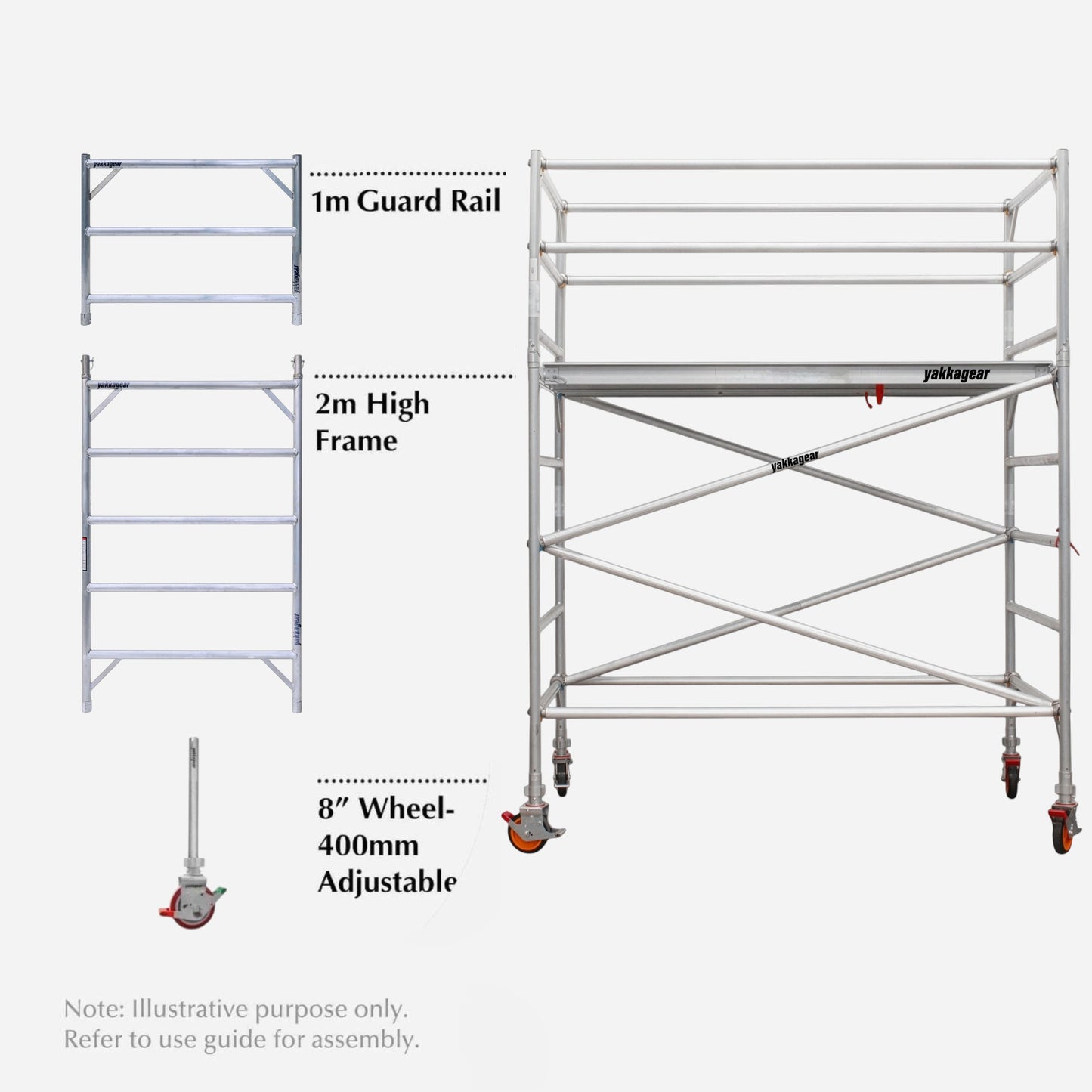 4.6m Reach Wide Aluminium Mobile Scaffolding (2.5m L x 1.3m W)
