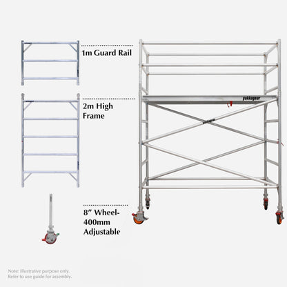 4.6m Reach Wide Aluminium Mobile Scaffolding (2.5m L x 1.3m W)