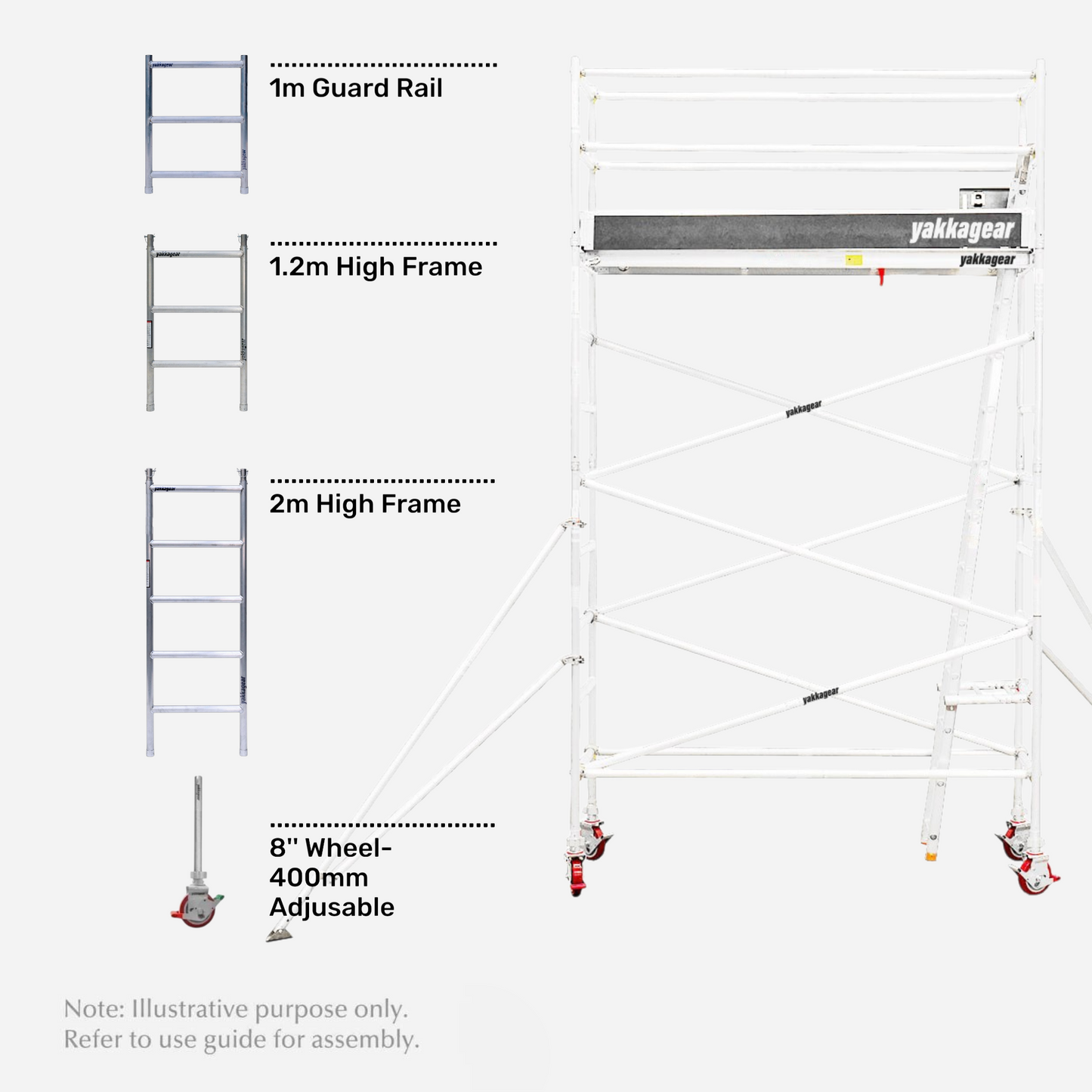 5.8m Reach Slim Aluminium Mobile Scaffolding (2.5m L x 0.7m W)
