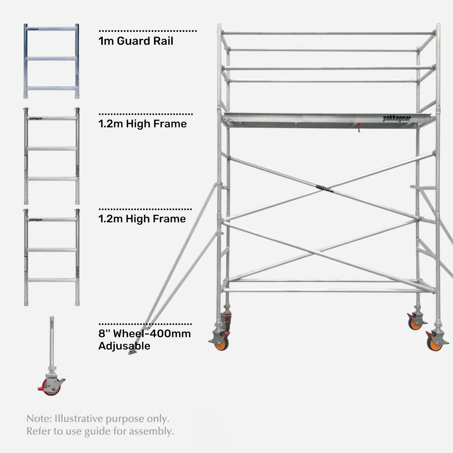 5m Reach Slim Aluminium Mobile Scaffolding (2.5m L x 0.7m W