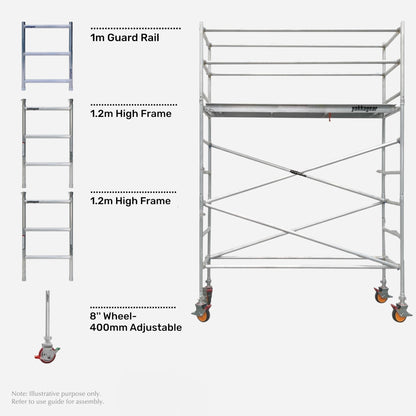 5m Reach Slim Aluminium Mobile Scaffolding (2.5m L x 0.7m W