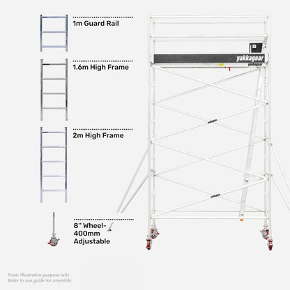 6.2m Reach Slim Aluminium Mobile Scaffolding (2.5m L x 0.7m W)