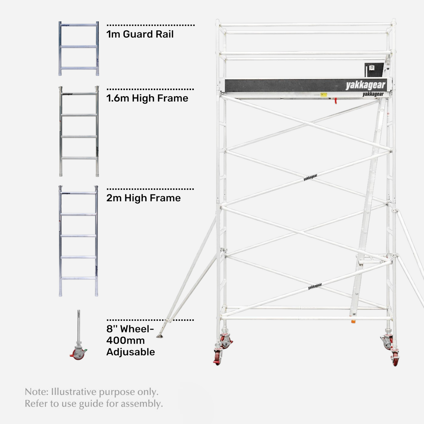 6.2m Reach Slim Aluminium Mobile Scaffolding (2.5m L x 0.7m W)