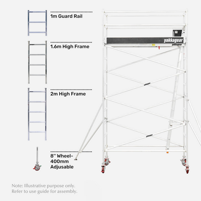6.2m Reach Slim Aluminium Mobile Scaffolding (2.5m L x 0.7m W)