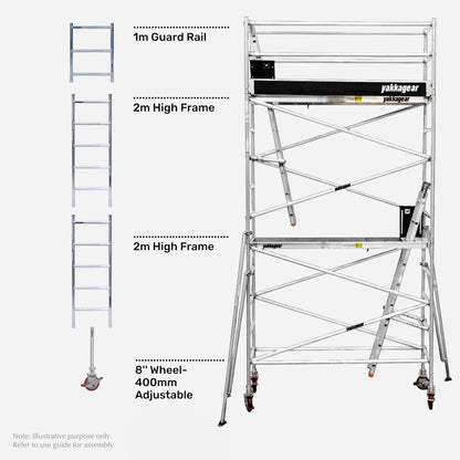 6.6m Reach Slim Aluminium Mobile Scaffolding (2.5m L x 0.7m W)