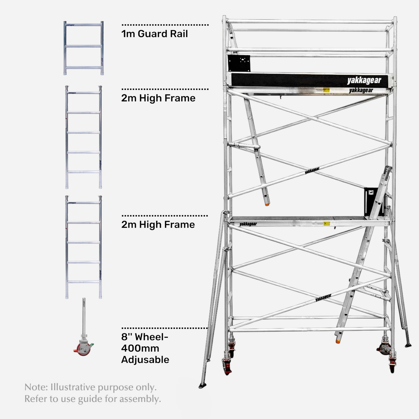 6.6m Reach Slim Aluminium Mobile Scaffolding (2.5m L x 0.7m W)
