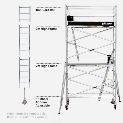 6.6m Reach Slim Aluminium Mobile Scaffolding (2.5m L x 0.7m W)