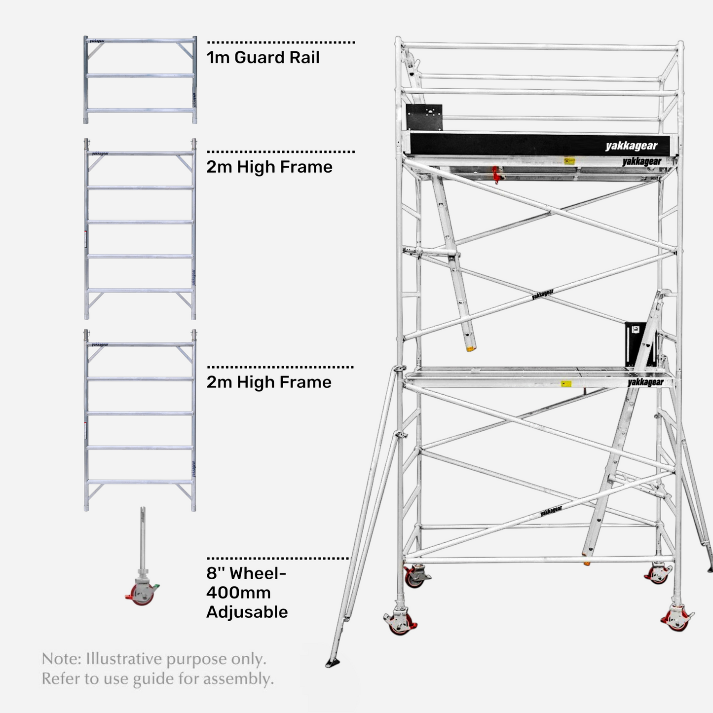 6.6m Reach Wide Aluminium Mobile Scaffolding (2.5m L x 1.3m W)