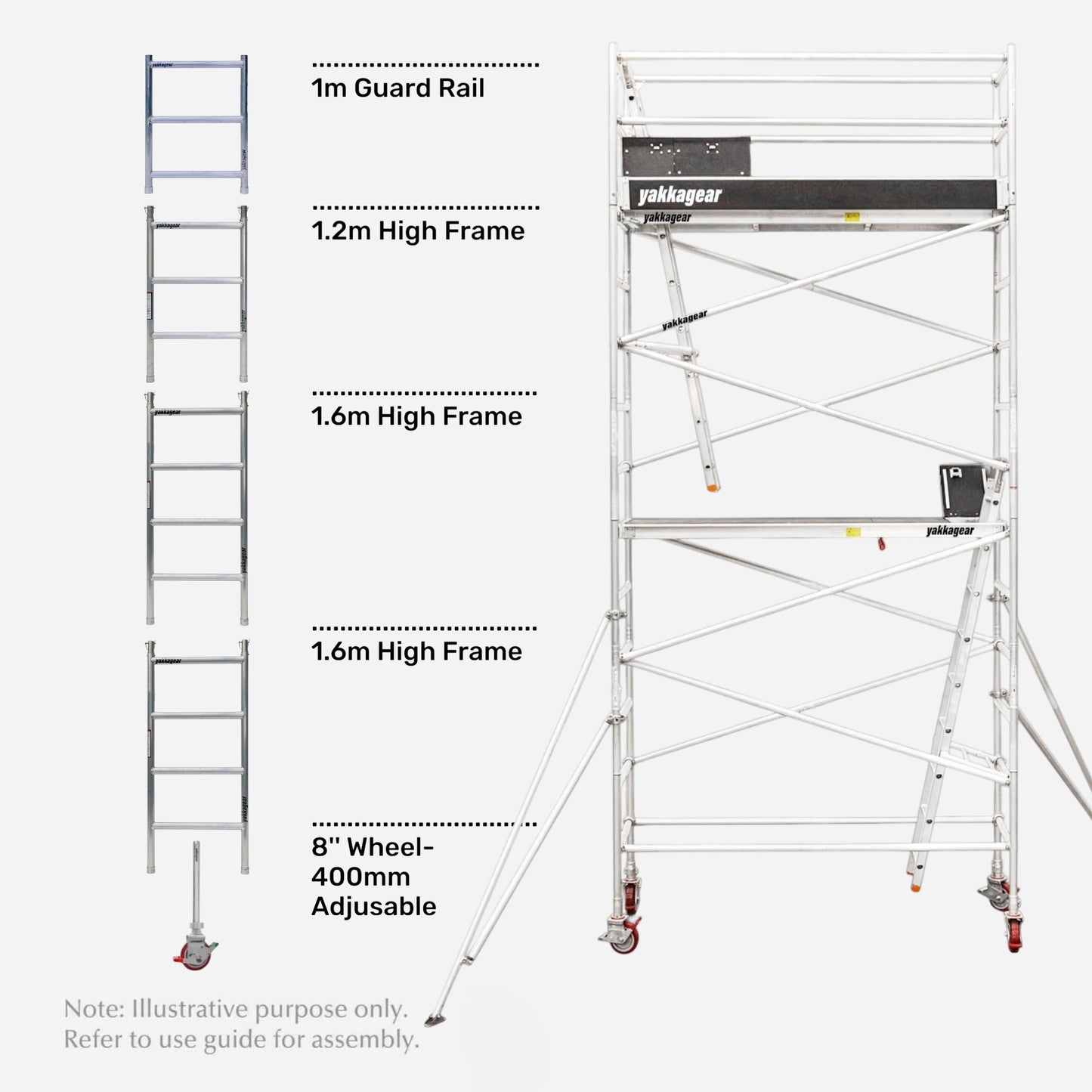7m Reach Slim Aluminium Mobile Scaffolding (2.5m L x 0.7m W)