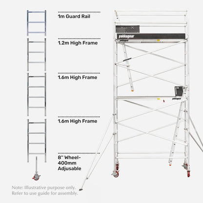 7m Reach Slim Aluminium Mobile Scaffolding (2.5m L x 0.7m W)