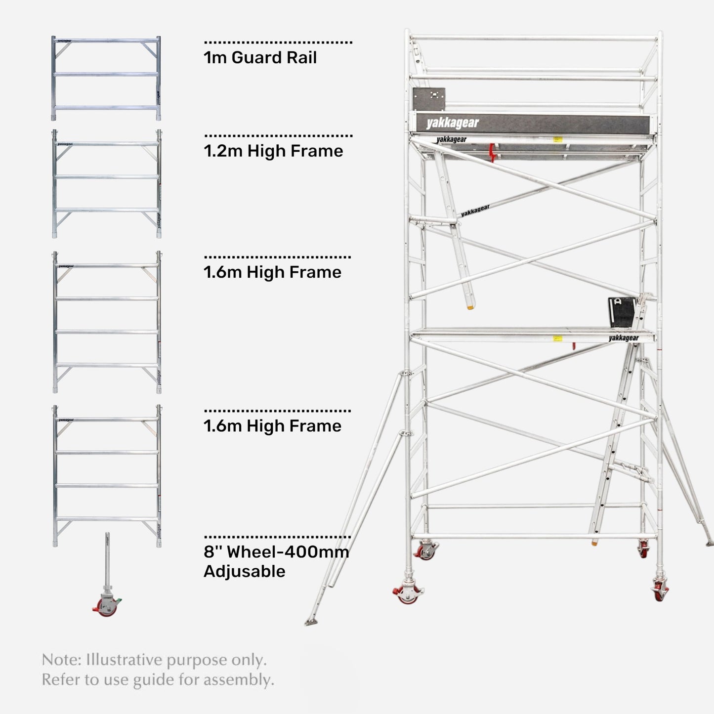 7m Reach Wide Aluminium Mobile Scaffolding (2.5m L x 1.3m W)