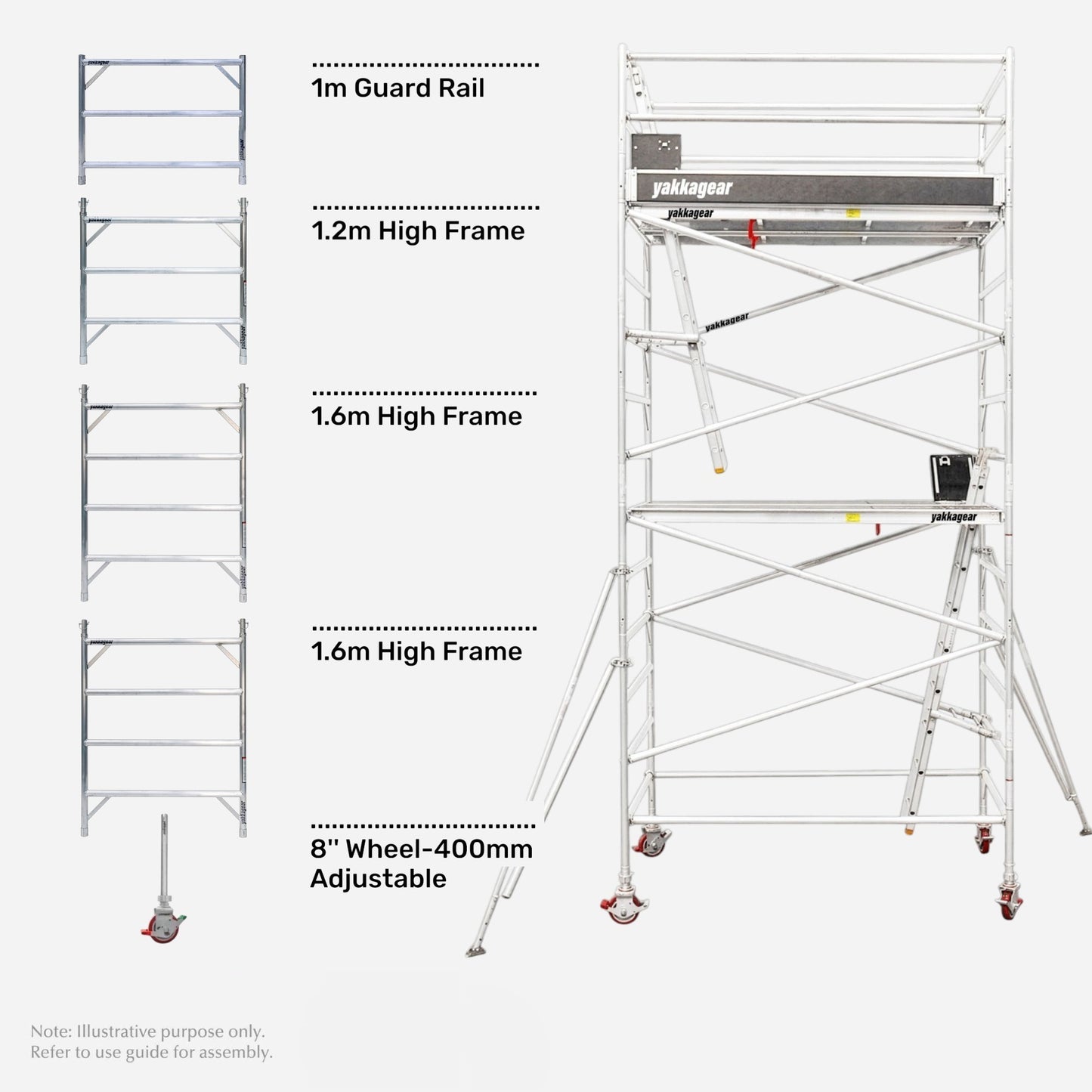 7m Reach Wide Aluminium Mobile Scaffolding (2.5m L x 1.3m W)