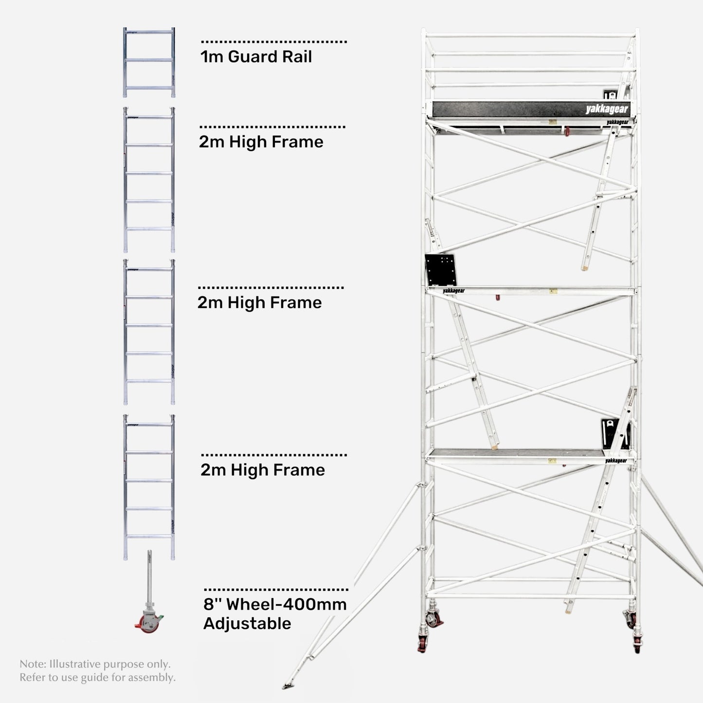 8.6m Reach Slim Aluminium Mobile Scaffolding (2.5m L x 0.7m W)