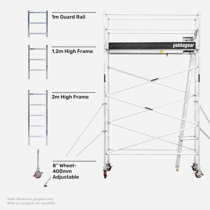 5.8m Reach Slim Aluminium Mobile Scaffolding (2.5m L x 0.7m W)