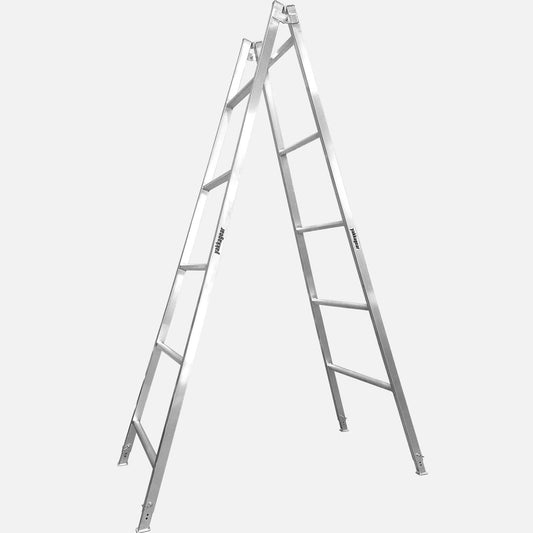 3.0m to 3.3m Adjustable Aluminium A-Frame Trestle Ladders from Yakka Gear, view from the side.