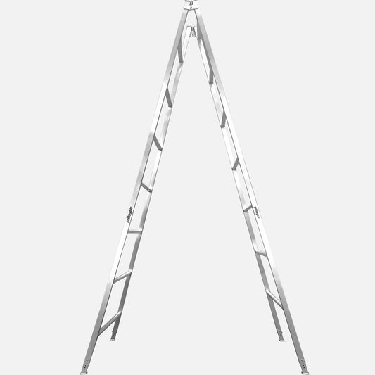 4.2m - 4.5m Adjustable Aluminium A-Frame Trestle Ladders from Yakka Gear, view from the side.