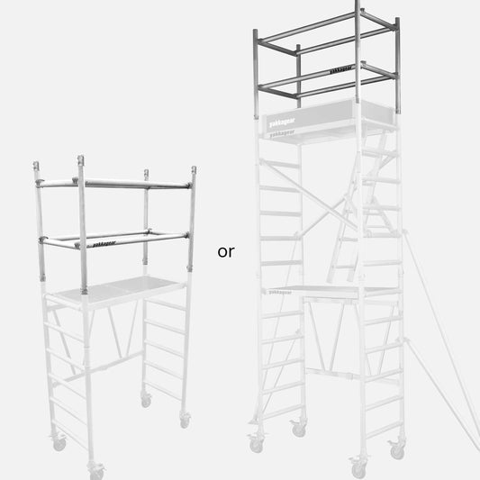 Extension Unit Part Aluminium Compact Mobile Scaffolding from Yakka Gear view from the front side on the base or the tower unit with the other units grayed out