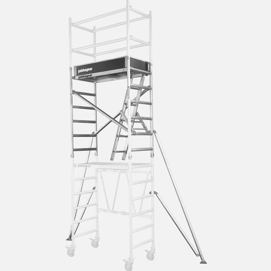 Tower Unit Part Aluminium Compact Mobile Scaffolding from Yakka Gear view from the front side with the other units grayed out.