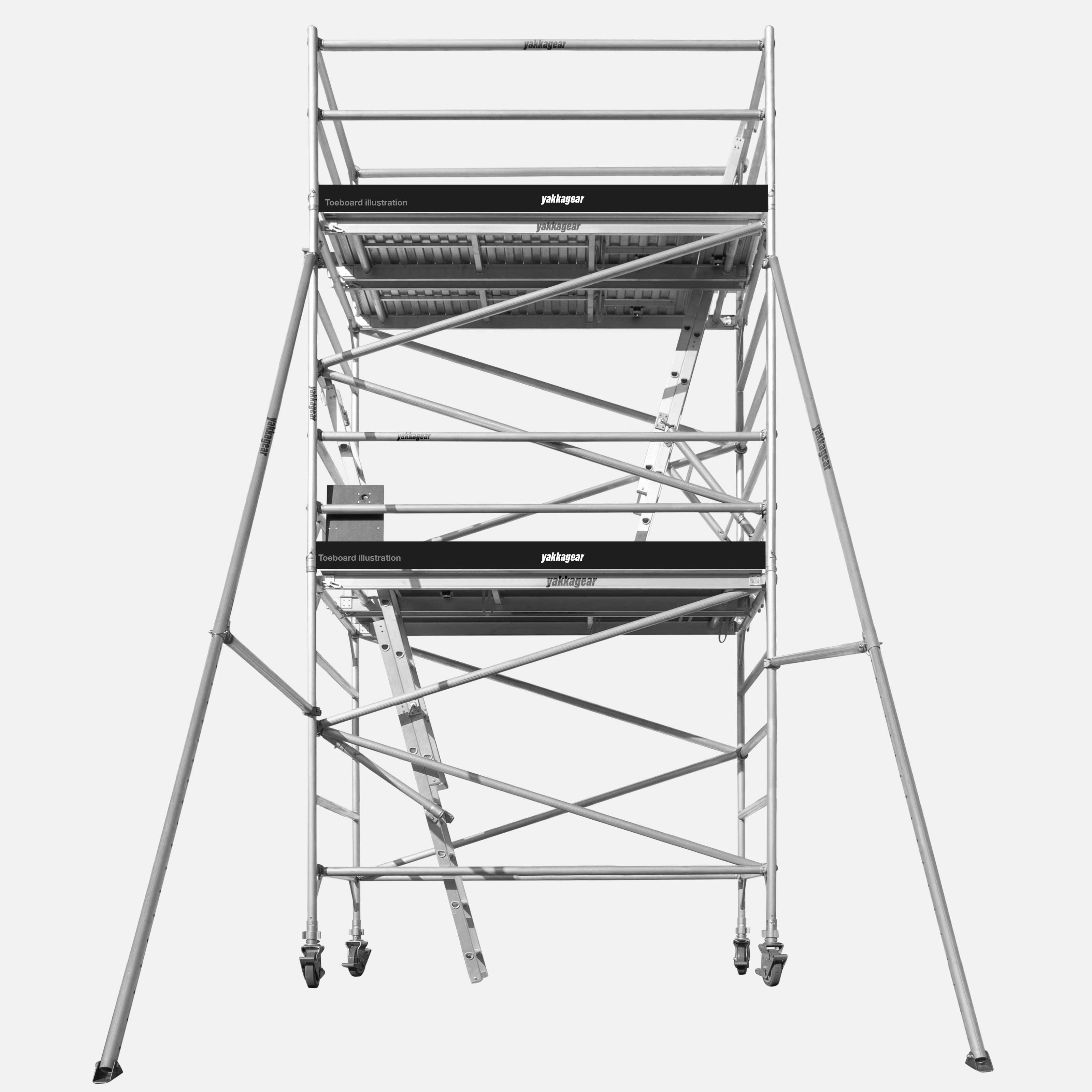 6.6m Reach (4.6m Platform) Aluminium Mobile Scaffolding | Yakka Gear - view from the front